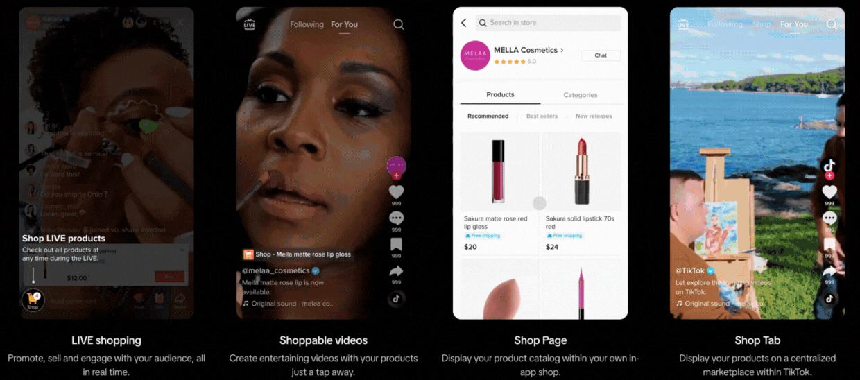 Parcours client TikTok Shop : live shopping, videos shoppables, boutique et onglet Shop